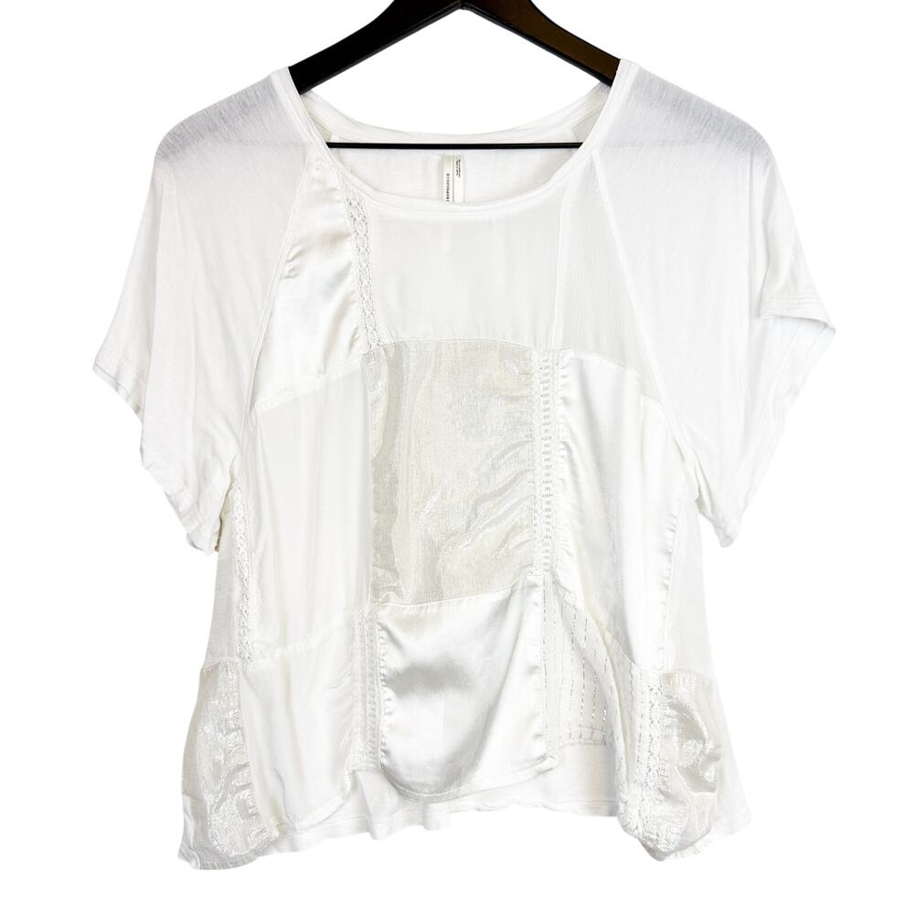 Anthropologie Silky Patchwork White Blouse Top - S